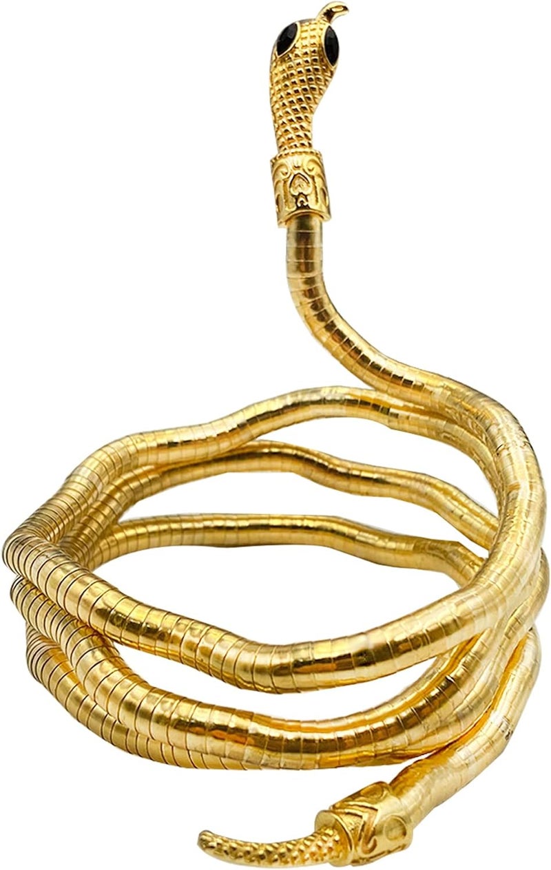 Taichell Store Gold Punk Snake Bracelet & Necklace for Women - Flexible, Bendable & Adjustable - Halloween Jewelry & Cosplay Accessories - Image 1
